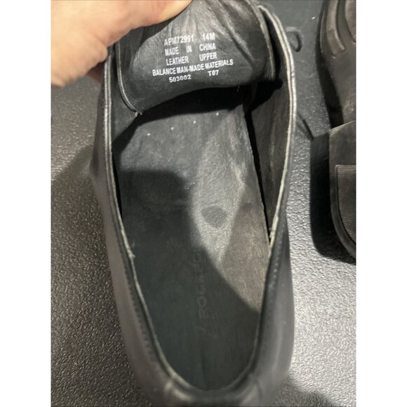 Rockport Black Leather Oxfords #APM72991 Men's 14M Apron Square Toe Formal Dress - Picture 8 of 8